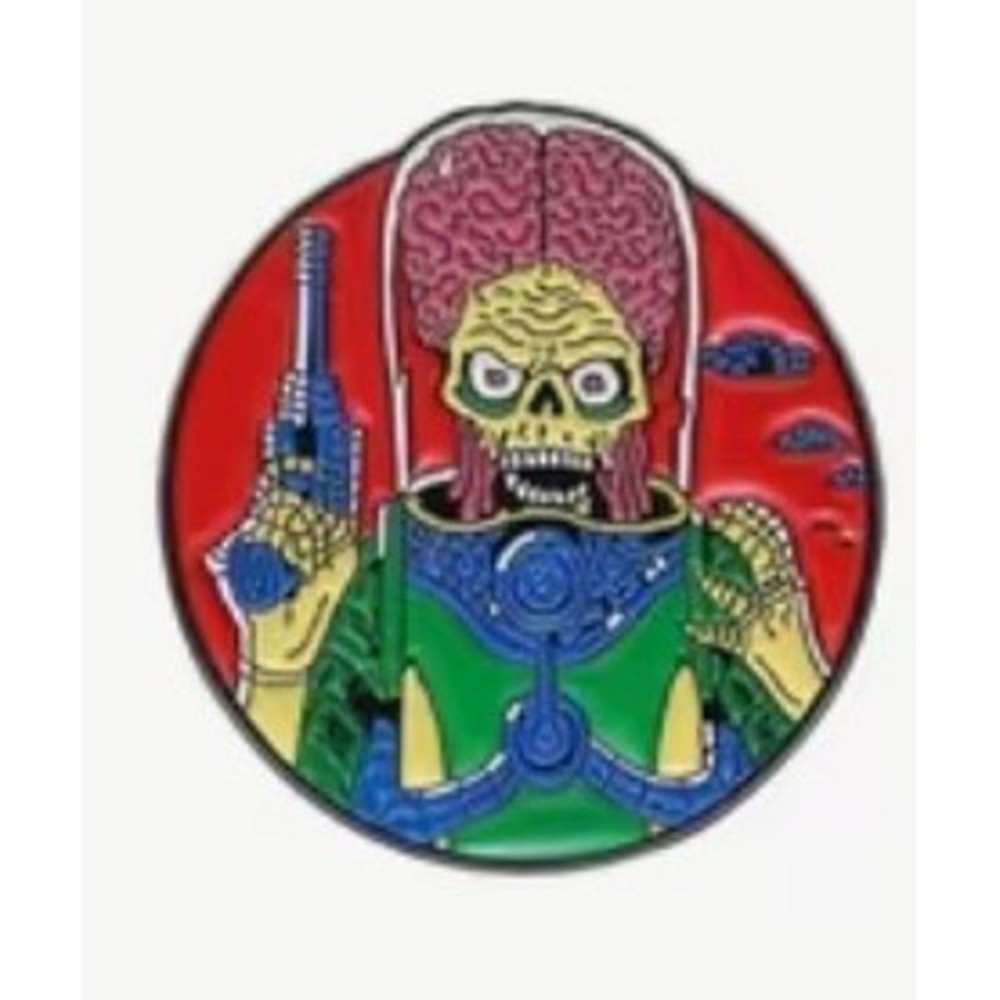 Mars Attacks Martian Soldier Enamel Pin Sci-Fi Movie Alien Ray Gun Lapel Pin
